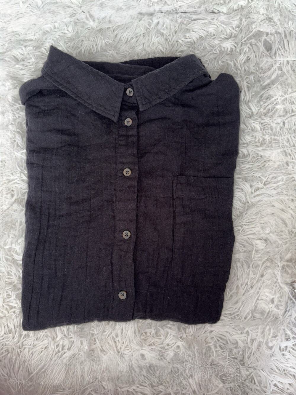 Osos Design 3XL Curve Black Gauze Button Down. Soft, Comf, Grt. Shape